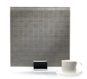 3503-Checked Satin Silver Metal Laminated Glass
